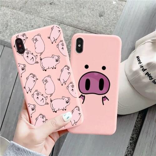 Phone Case For iPhone X XS MAX XR 6s 7 8 Plus SE 2020 for iphone 11 12 Pro Max Soft Silicone Pink Cartoon Pig Cover Shell Funda