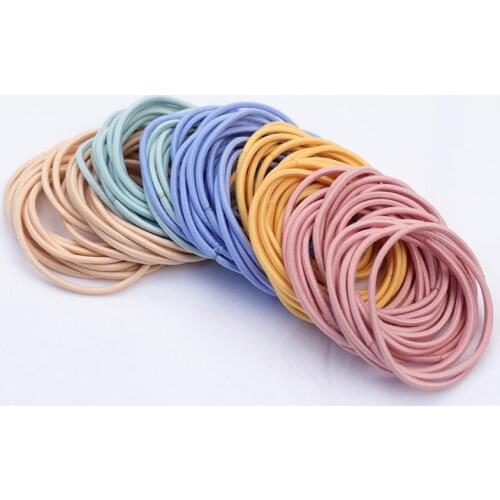 100pcs/bag Colorful Thin Elastic Hair Band For Girls Women Headwear 2mm Thick Hair Ring Kids Hair Accessories Fashion Hot Sale