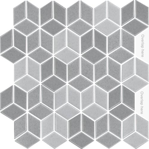 Cube Decorative Stickers Gray Stickers Waterproof Backsplash For Toilets Peel And Stick Wall Tile Easy To Cut (30.5*30.5CM)