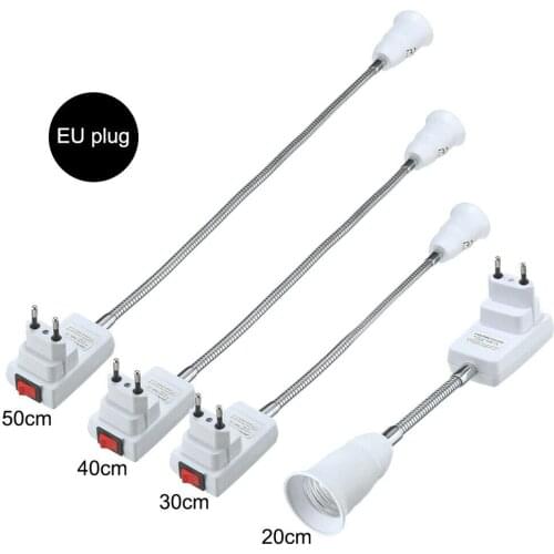 E27 White LED Light Bulb Lamp Holder Flexible Extension Adapter Socket Converter