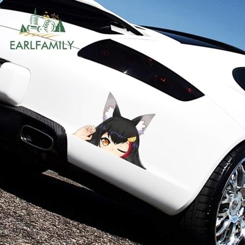 EARLFAMILY 43cm x 29.8cm For Ookami Mio Peeker Car Stickers Campervan Decal Car Wrap Waterproof Decals RV JDM Decoration