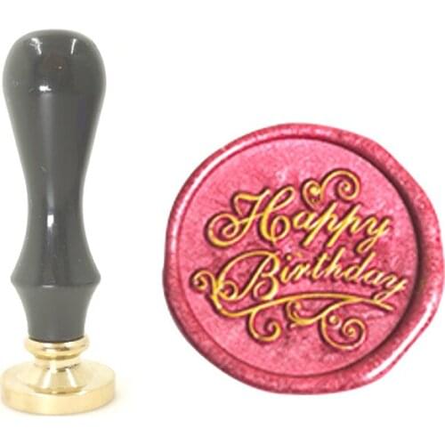 Exquisite Paint Wax Seal happy birthday brass stamp BLACK handle,DIY Ancient Seal Retro Stamp,Personalized Wax Seal High Quality