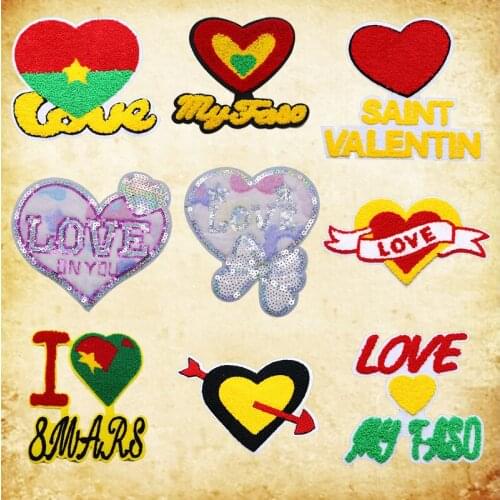 Hot chenille Plush Sequin bow love top football Decal clothing handbag coat DIY badge embroidery