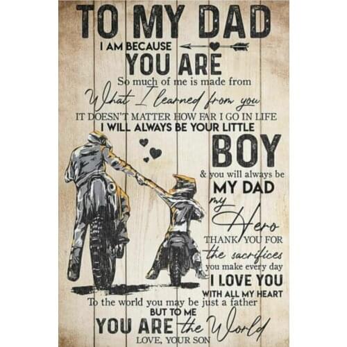 To My Dad Motorbike Father And Son Motivation Quotes Art Film Print Silk Poster for Your Home Wall Decor 24x36inch