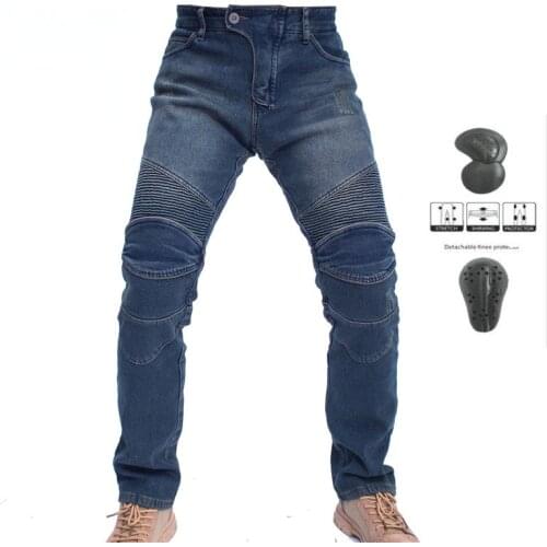 No Kominie Moto Pants Plus Velvet Thick Motorcycle Rider Racing Jeans Anti-fall Winter Pants With Protective Gear