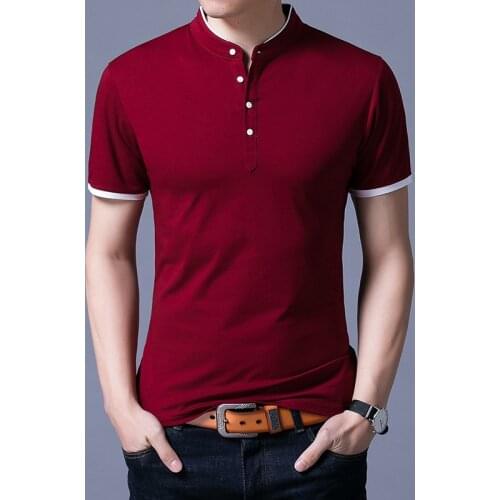 MRMT 2021 Brand New Mens T-Shirt Collar Short-Sleeved Cotton T Shirt Men Youth Bottoming Slim Tshirt