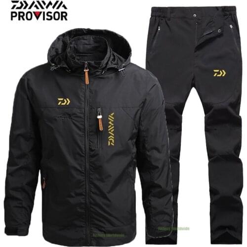 Daiwa Fishing Suit Men Summer Autumn Thin Fishing Clothings Hooded Sports Hooded Hiking Fishing Jacket Waterproof Fishing Pant