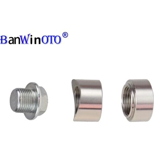 Stainless Steels Oxygen Sensor Bung Plug Nut Cap Kit Plug Nut Plug Wideband Nut Stepped Mounting Fitting Weld Bungs M18X1.5