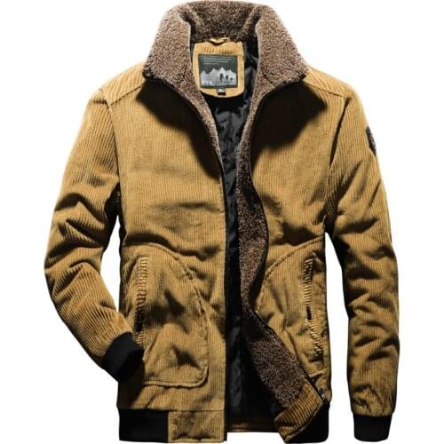 Winter New Mens Clothing Plus Velvet Warm Corduroy Padded Coat Trendy Men Casual Fashion Padded Mens Jackets and Coats Clothes