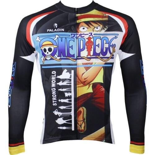 One Piece Luffy Cycling Jerseys Blaxk One piece cycling clothing for boys 3xl Long Sleeve Bicycle Jersey