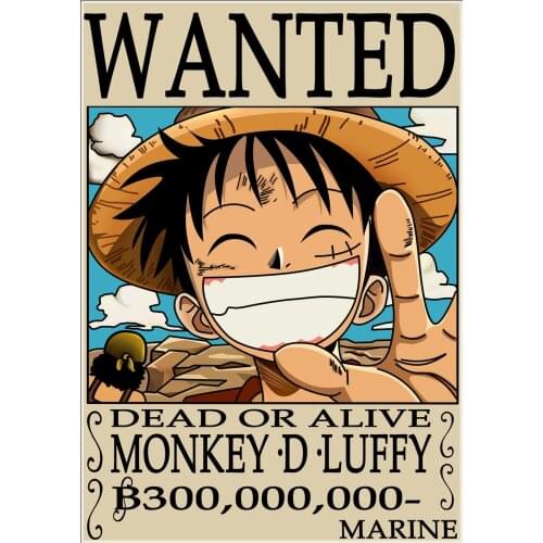 NEW Vintage Japanese Anime Posters ONE PIECE Wanted Coated paper posters Office Gift Room Dining Home Decor wall sticker Design