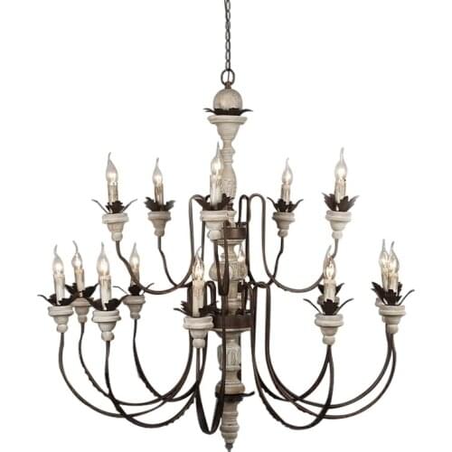 Replica item America style PARISIAN WOOD & ZINC CHANDELIER 47" 9 PLUS 6 LIGHTS D120CM Free Shipping