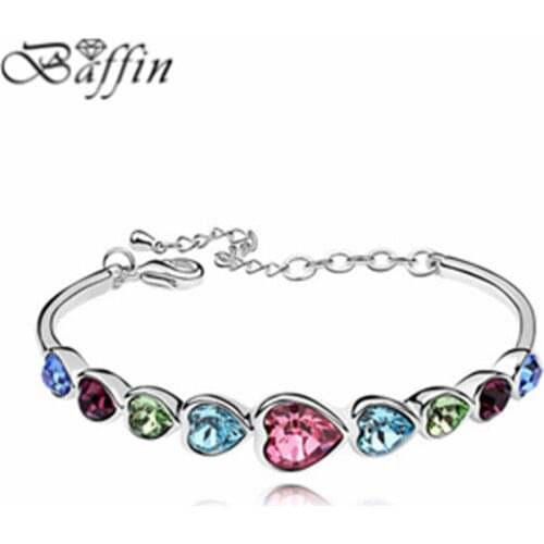 Luxury Kpop Heart Bracelet made with Swarovski Elements Crystal from Swarovski pulseira women Bijoux for Wedding