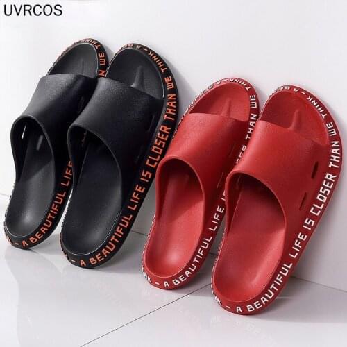 Summer Women Men Slippers Beach Slide Sandals Cute Words Alphabet Non-Slip Soft Sole Couple Ladies Home Outdoor Bathroom Shoes