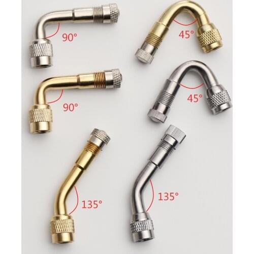 High quality45/90/135 Degree Angle Brass Air Tyre Valve Stem with Extension Adapter for Car Truck Motorcycle Cycling Accessories