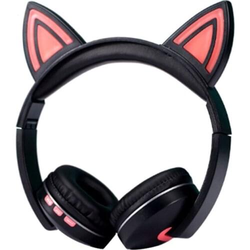 LED cat ear headset wireless bluetooth headset bass noise reduction adult children girl cartoon RGB luminous headset with mic