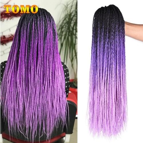 TOMO 24Inch Senegal Twist Crochet Braiding Hair Extensions 30Roots High Temperature Synthetic Crochet Hair For Women Ombre Color