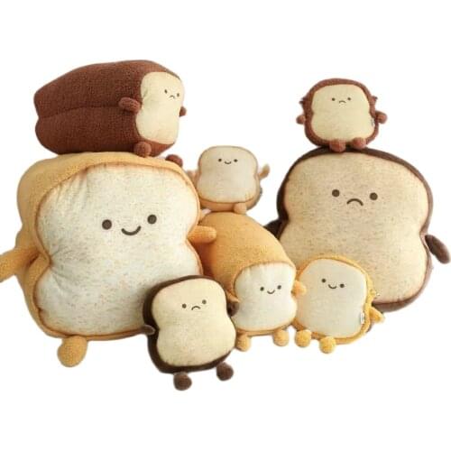Funny Bread Plush toy Pillow Stuffed Emotion Food Plush Toy Simulation Sliced Bread Toy Pillow Shoulder Bag Kids Bag Doll toys
