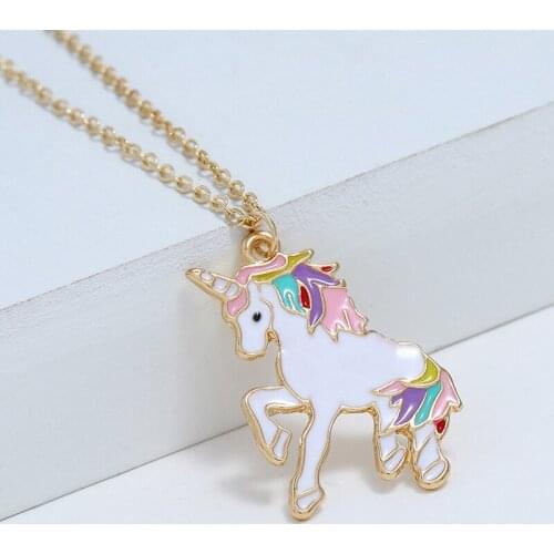 Unicorn Necklace New Alloy Pendant Color Drop Oil Jewelry Necklaces for Women Gothic Chains Wholesale 2021 New Accessories