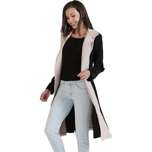 2019 Womens Autumn and Winter Temperament Womens New Fur Collar Double-sided Coat Contrast Color Wool Coat