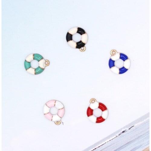 10pcs/lot 13*15mm Cute Swimming ring Enamel Charms for DIY Earring Jewelry Handmade Headwear accessories Finding XL786
