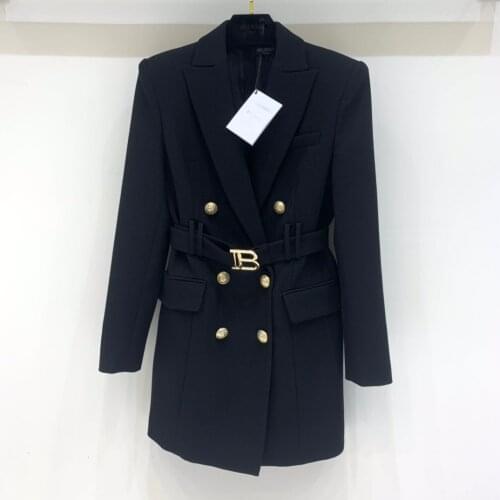 2021FW Luxury Women High Quality Double Breasted Belts Jacket Outerwear Female Shoulder Pad Coat Overcoat 2 Color Gdnz 7.18