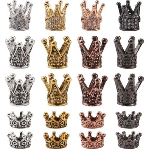 40pcs/box Crown Shape Brass Cubic Zirconia Beads Alloy Beads Spacer Beads for Jewelry Making DIY Bracelet Necklace Accessories