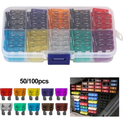 50/100pcs 2-35A Fuse Blade Box Fuses Clip Circuit Overload Protection Set Repair Tools Trailer Truck Car Accessories For Boat