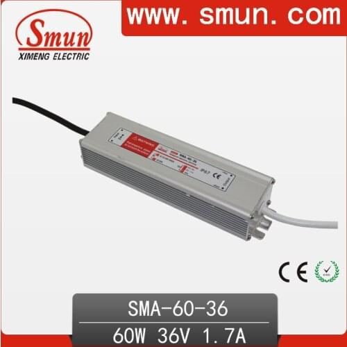 60W18-36A 1.7A constant current waterproof IP67 LED driver switching power supply for led strip light CE ROHS 1 year warranty
