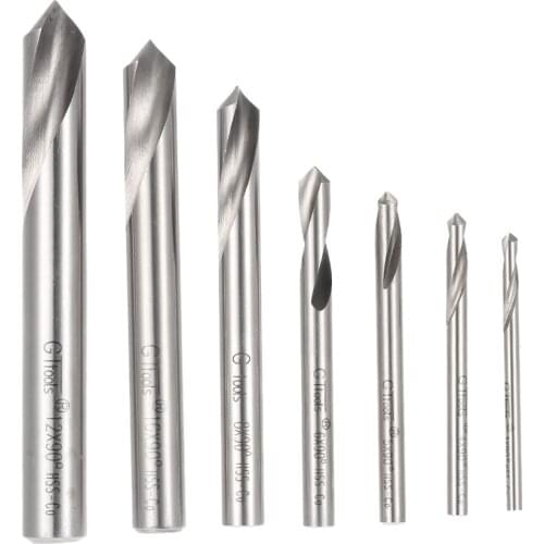 7pcs M42 HSS High Speed Steel Cobalt Spotting Drill Bits Set Round Shank 90 Degree Drilling Chamfering Tool