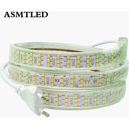 AC 220V 2835 SMD 276leds/m Strip Lights Three Row width 20mm White / Warm white Waterproof IP67 Flexible LED Tape Rope Light