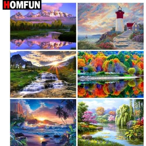 HOMFUN Full Drill Diamond Painting "beautiful scenery" DIY Picture Of Rhinestone 5D Diamond Embroidery Cross Stitch Decor