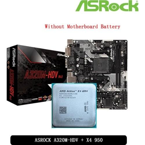 AMD Athlon X4 950 CPU + ASROCK A320M HDV R4.0 Motherboard Suit Socket AM4 CPU + Motherbaord Suit All new but without cooler