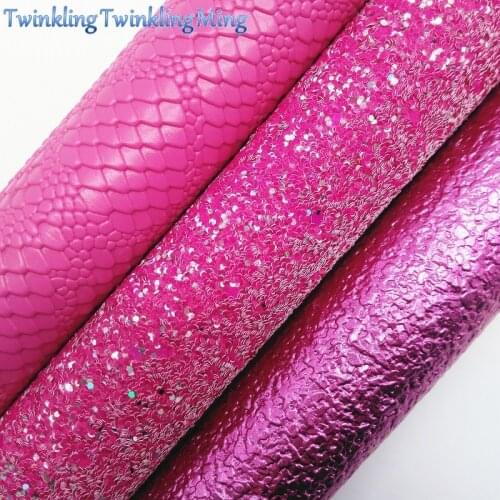 ROSE Glitter Fabirc, Snake Faux Leather Fabric, Synthetic Leather Fabric Sheets For Bow A4 8"x11"Twinkling Ming XM438