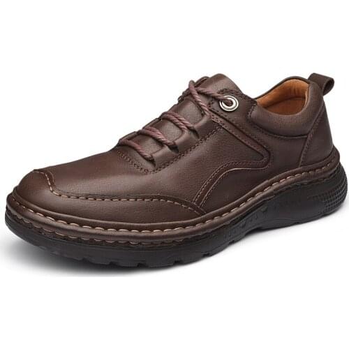 High Quality Natural leather shoes Men Boots Waterproof Autumn Ankle work Boots for men Handmade Genuine leather men shoes