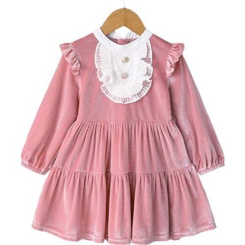Kids Girls Cake Dress Pink Korea Style 2021 New Arrival Children Cute Winter Dress Ball Gown Dress Age For 2-6Y GDN45