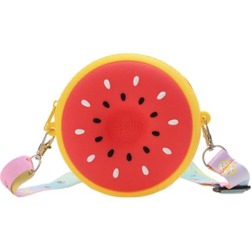 Kids Single-Shoulder Bag, Multipurpose Watermelon Print Messenger Bag Change Purse for Girls