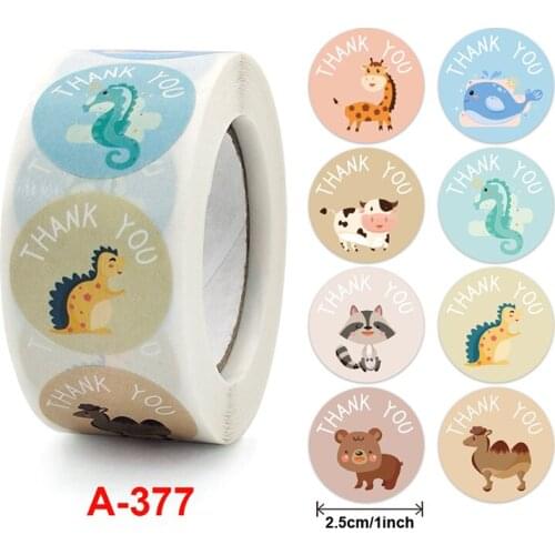 Kids Cartoon Animal Sticker Roll 500-Count Stickers Round Teacher Encouragement Motivational Lable Sticker for Teacher UD88