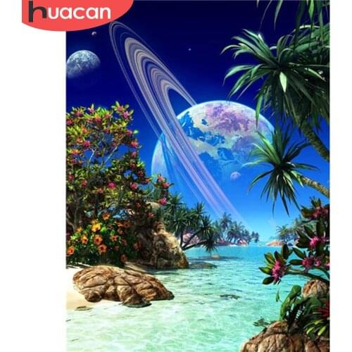 HUACAN 5D Diamond Painting Kit Landscape River Pictures Of Rhinestones Diamond Embroidery Sale Outer Space Mosaic Craft Kit
