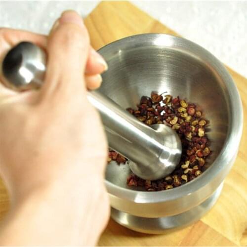 Mortar Pestle Garlic Pounder Spice Mill Pharmacy Herbs Bowl Crusher Grinder Stainless Steel Grinder Kitchen Gadgets Kitchen Tool