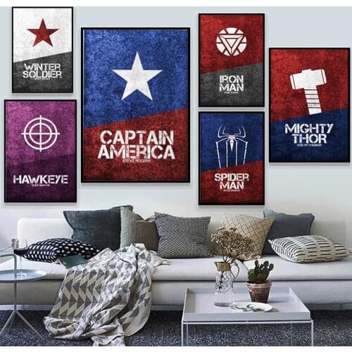 Marvel Spiderman Canvas Painting Captain America Winter Soldier Prints and Posters Wall Art Pictures for Kids Room Decor Cuadros