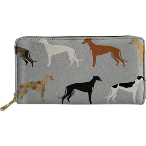 Wallets&Purse Women Greyhound Printing Fashion Phone Cash Holders Ladies Cluth Long PU Wallet Feminine Cute Coin Pocket