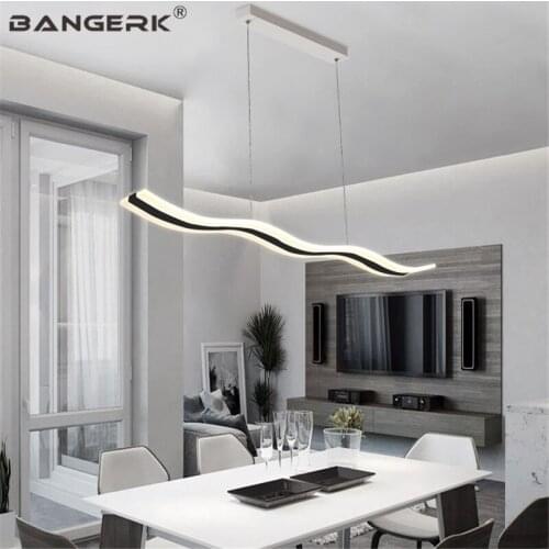 Creative Waves Lamp Modern LED Pendant Light Fixtures Strip Curve Hanging Lamps Acrylic Dimming Pendant Lighting Home Decor