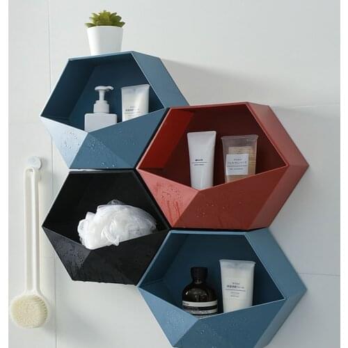 Multifunctional Shelf Geometry Free Punching Bathroom Storage Rack Dressing Table Decoration Bathroom Accessories Shower Rack