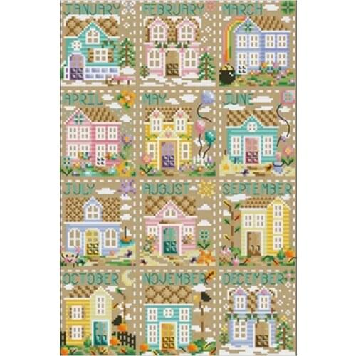 December small house patterns counted 11CT 14CT Cross Stitch Sets DIY Chinese Cross-stitch Kits Embroidery Needlework