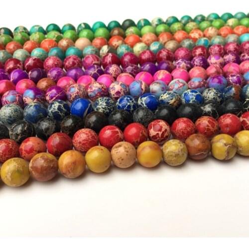 Natural Stone Beads Blue Sea Sediment Round Loose Beads For Jewelry Making DIY 15.5" Pick Size 4 6 8 10 12mm Wholesale