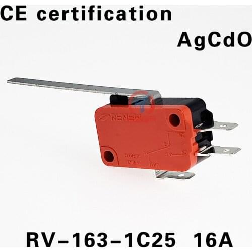 RENEW RV-163-1C25 V-153-1C25 16A 250V 380Vmicro switch with long lever push off switch door switch Limit Switch