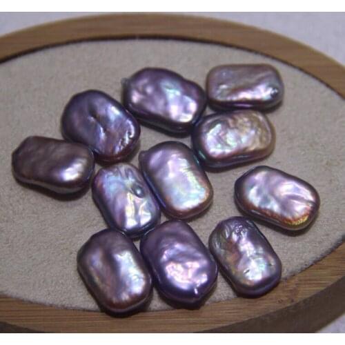 Wholesale 11*18mm Big Size Purple Color Button Shape Real Natural Freshwater Loose Pearls No Hole, 10pcs/lot