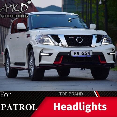 Head Lamp For Nissan Patrol Y62 2010-2019 Headlights Fog Lights Daytime Running Lights DRL H7 LED Bi Xenon Bulb Car Accessories