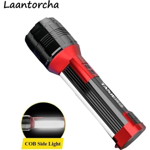 Portable Powerful flashlight COB Side Light Ultra Bright torch Waterproof High power led flashlights Rechargeable Camping Light
